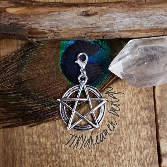 5/$25 Large Pentagram Charm for Bracelet~Zipper~Bag~Wiccan~Witch~Occult~Gothic~ - Picture 4 of 9